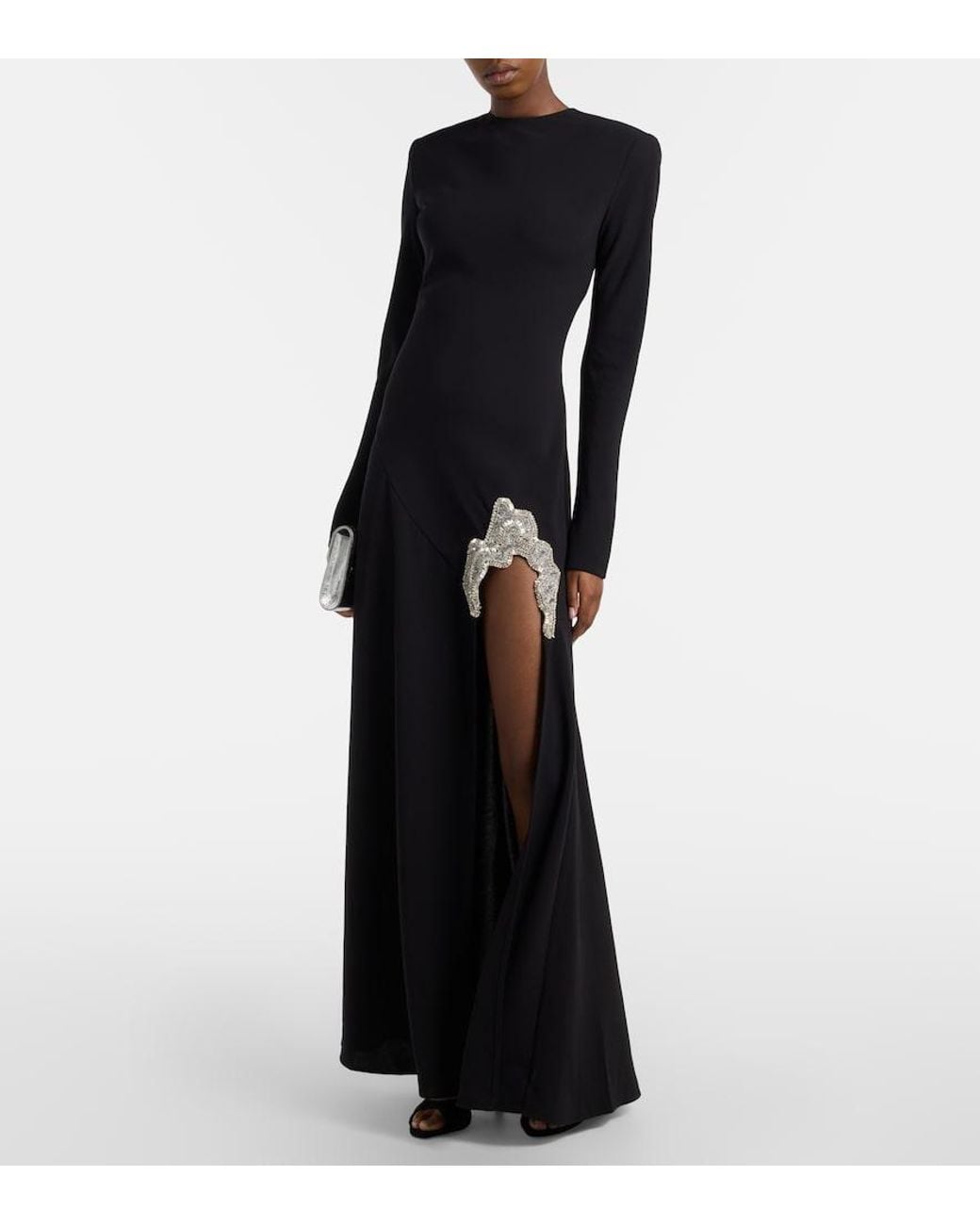 Rachel Gilbert Black Amari Embellished Gown