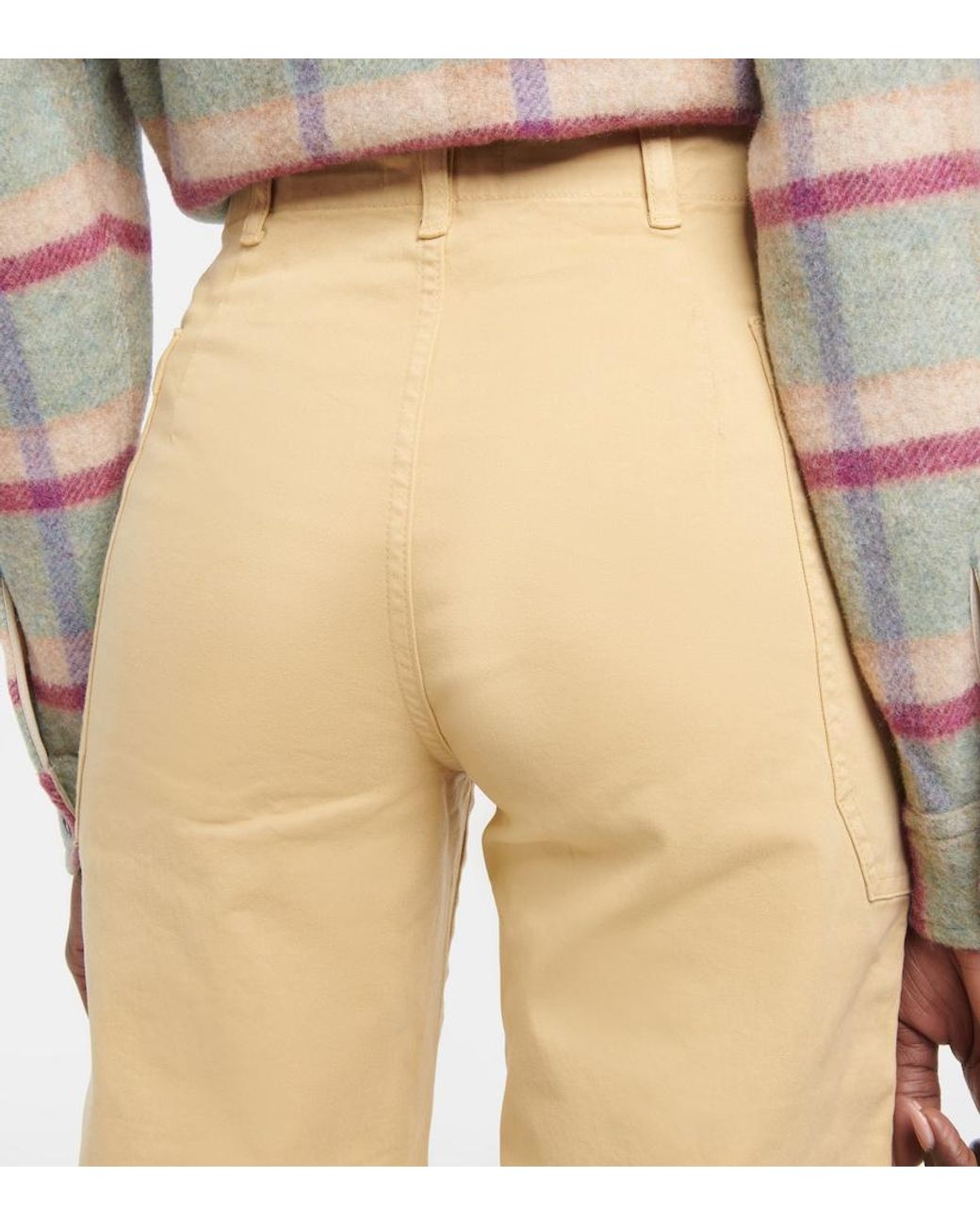 FRAME Natural High-Rise Cropped Cargo Pants