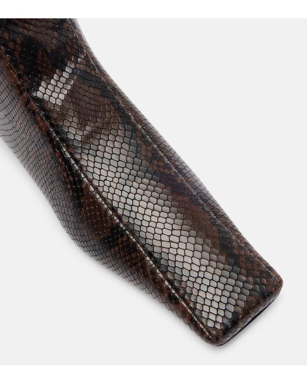 Stella McCartney Brown Snake-Effect Ankle Boots