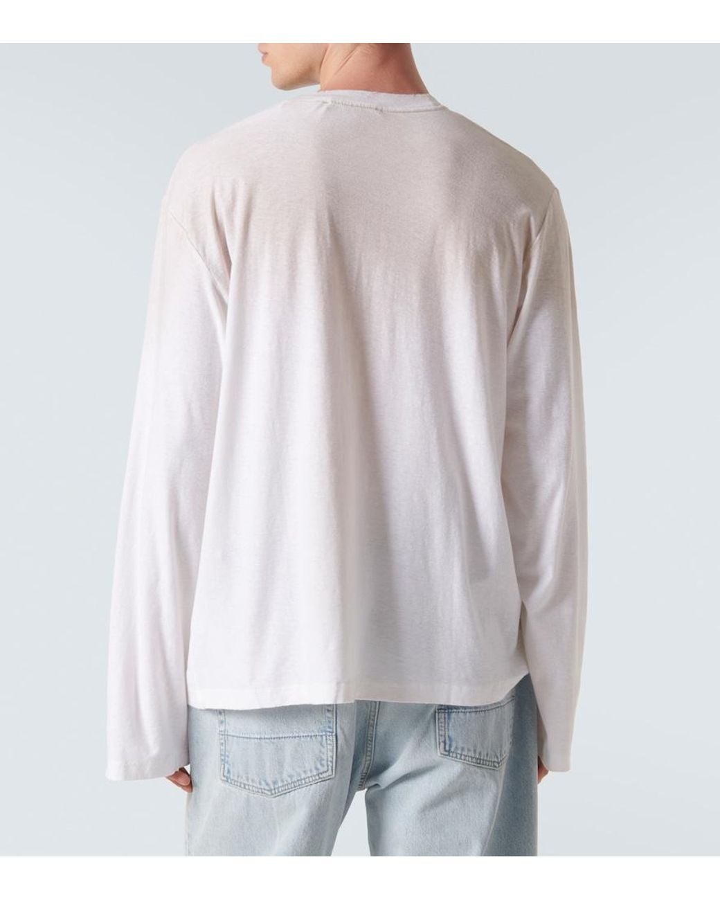 Acne White Logo Distressed Jersey T-Shirt for men