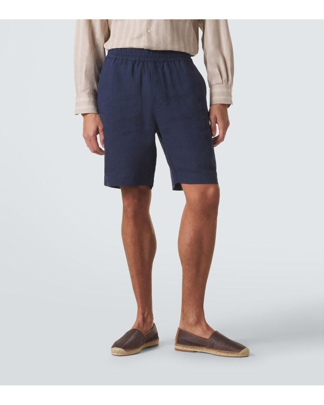 Sunspel Blue Linen Shorts for men