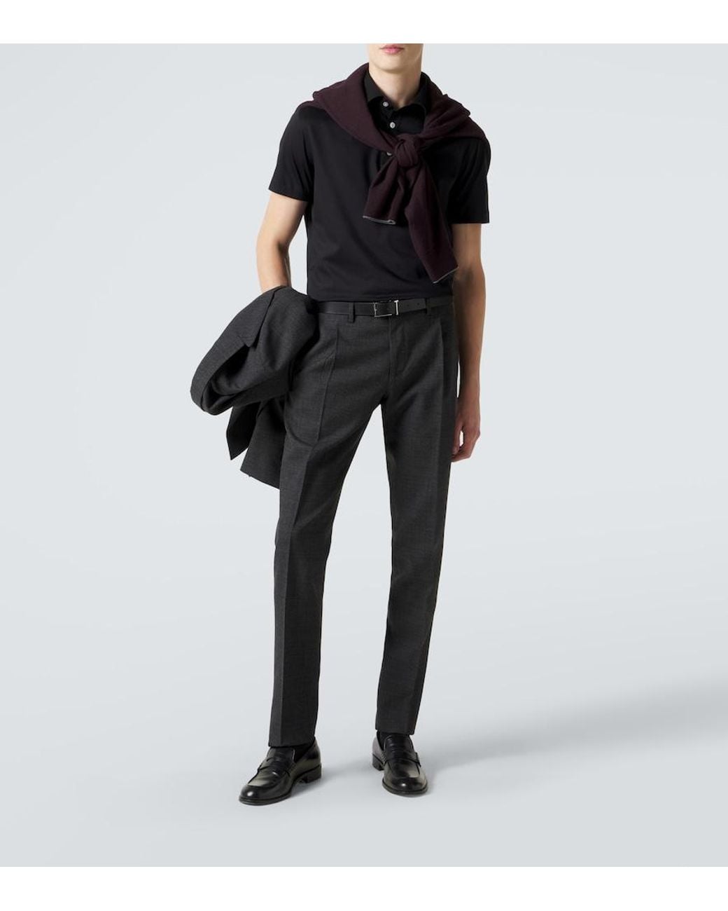 Kiton Black Cotton Polo Shirt for men