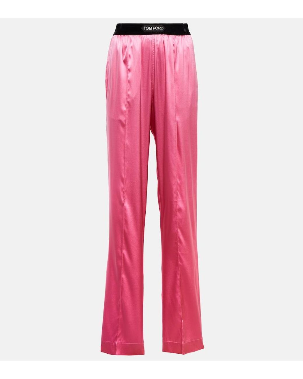 Tom Ford Pink High-Rise Silk-Blend Satin Pants