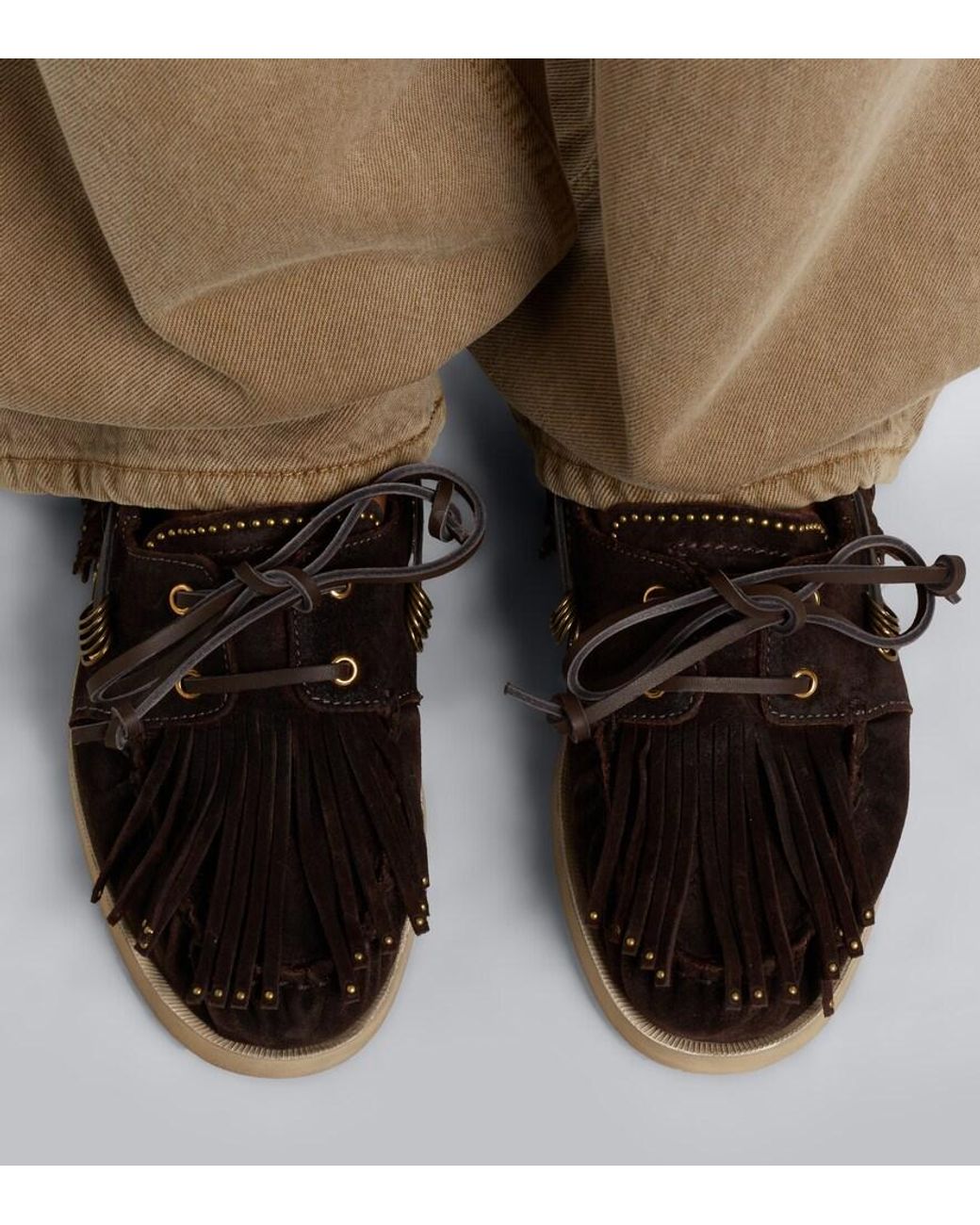 Golden Goose Deluxe Brand Black Embellished Suede Boat Shoes