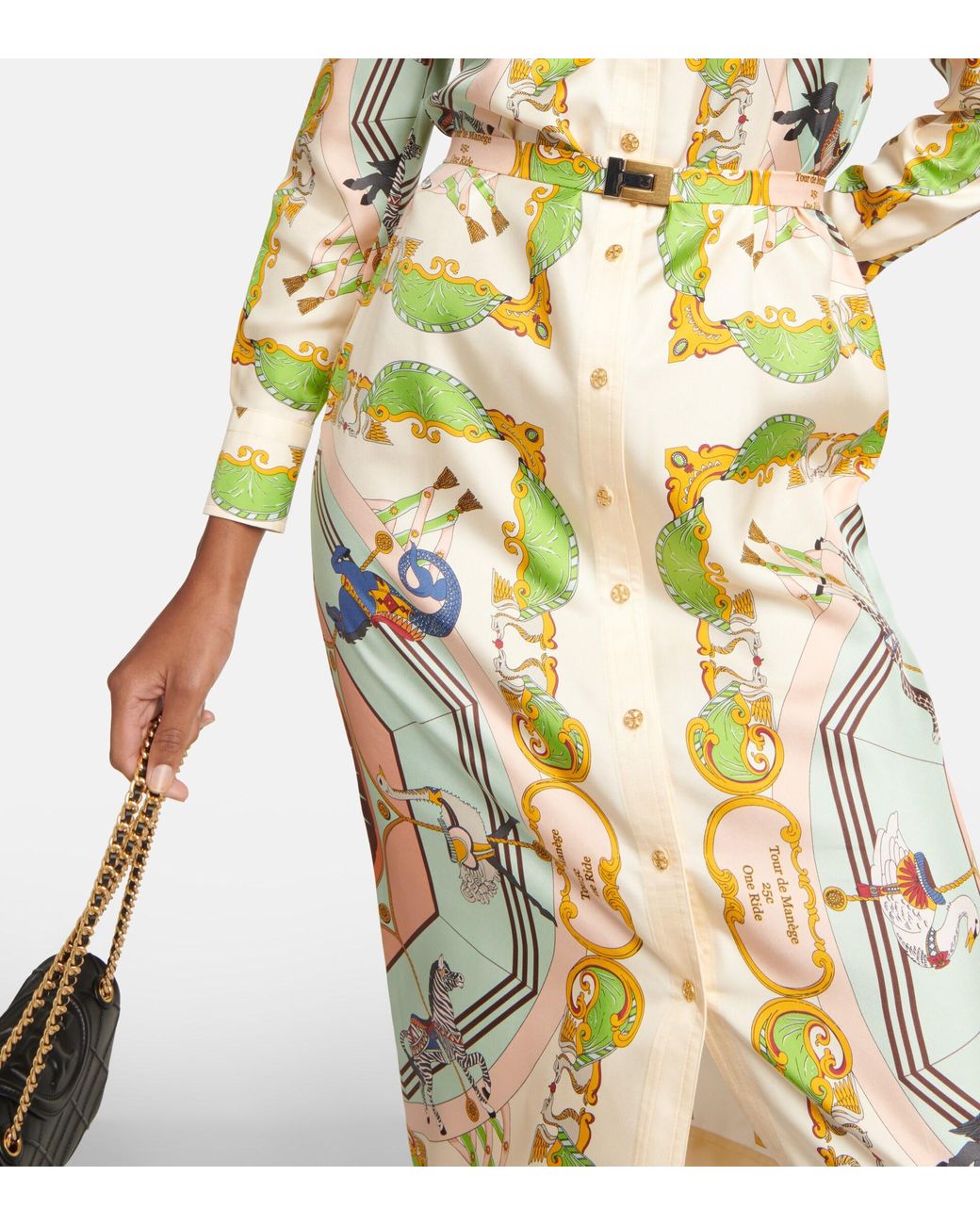 tory burch printed silk twill shift dress Tory Burch Women's Printed Silk Shirtdress in Mint Cockatoo, size 4