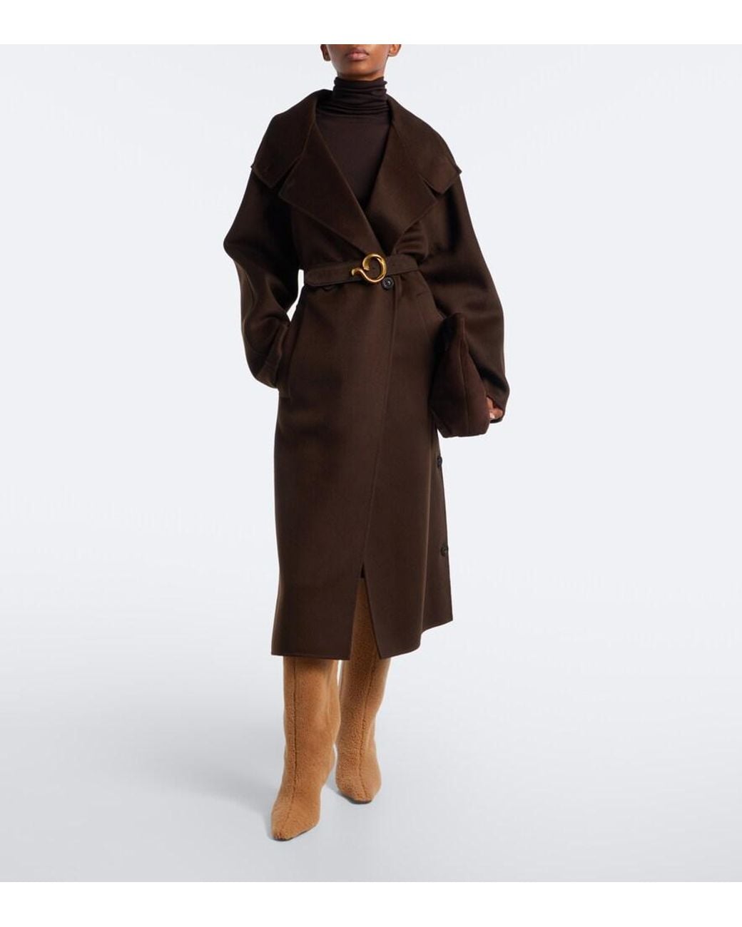 AMINA MUADDI Brown Mona Shearling Knee-High Boots