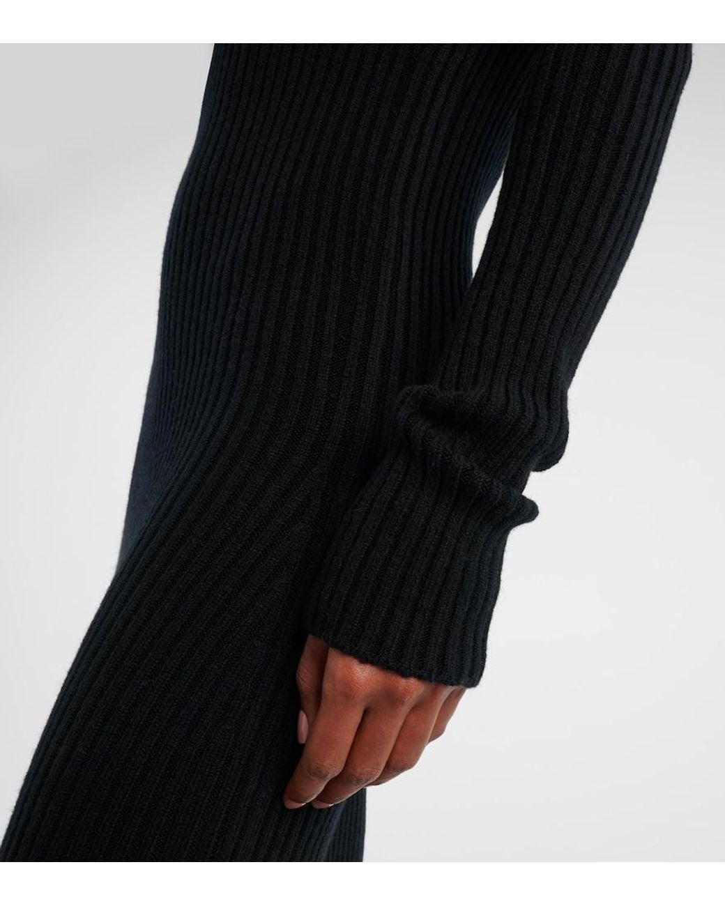 Max Mara Black Wool And Cashmere-Blend Maxi Dress