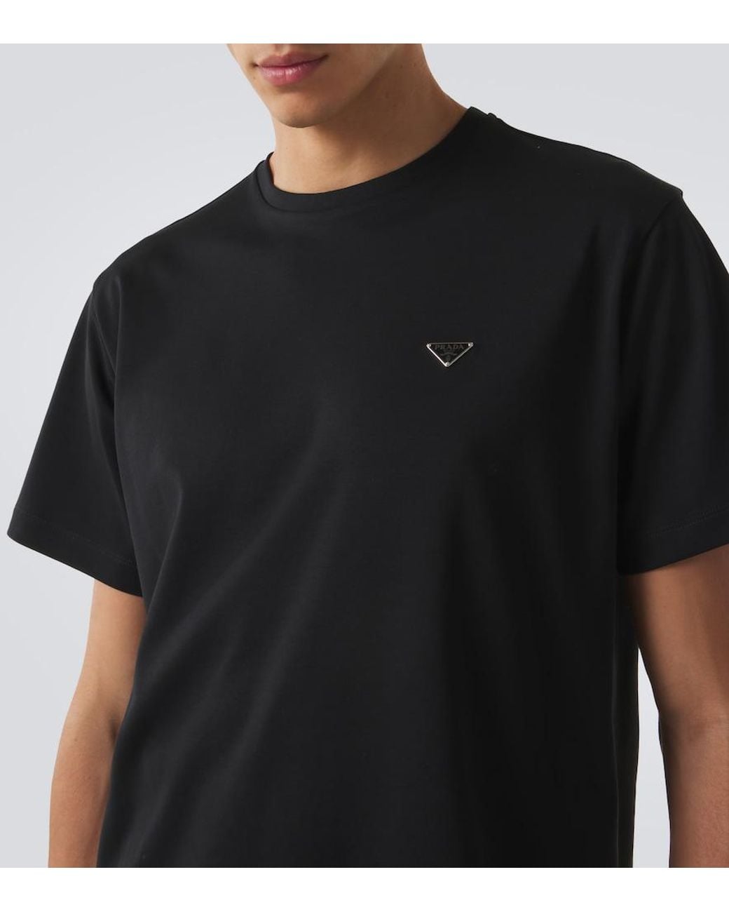 Prada Black Logo Cotton Jersey T-Shirt for men
