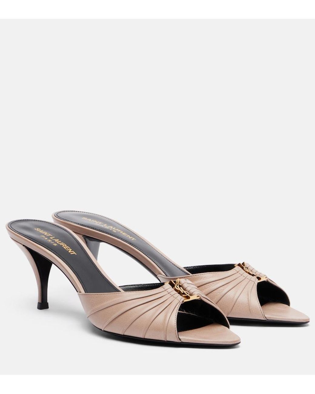 Saint Laurent Metallic Babylone 60 Leather Mules