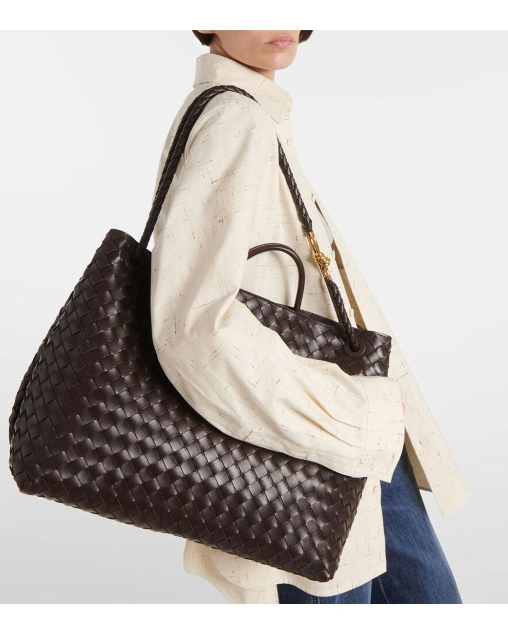 Bottega Veneta Black Andiamo Large Intrecciato Leather Tote