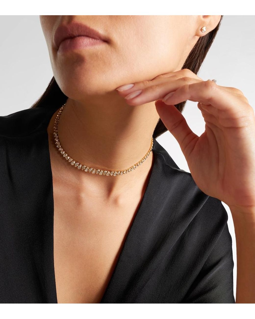 SHAY Metallic 18Kt Tennis Necklace With Diamonds