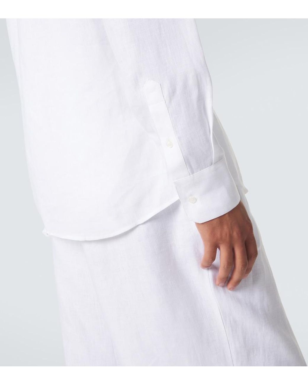 Dolce & Gabbana White Embroidered Linen Shirt for men