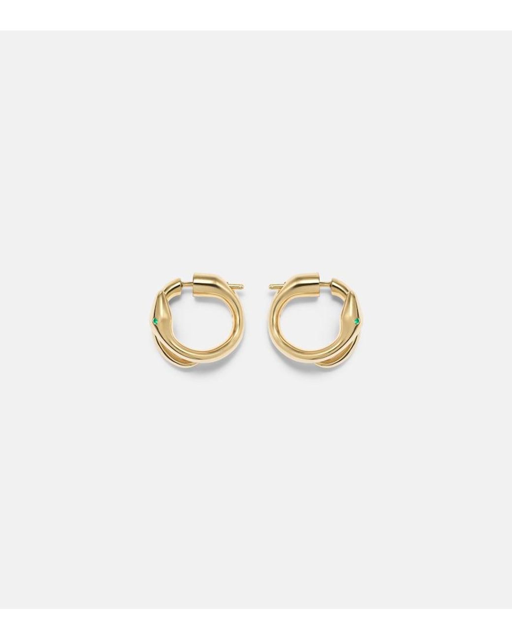 Ileana Makri White Spiral Cobra 18Kt Earrings With Emeralds