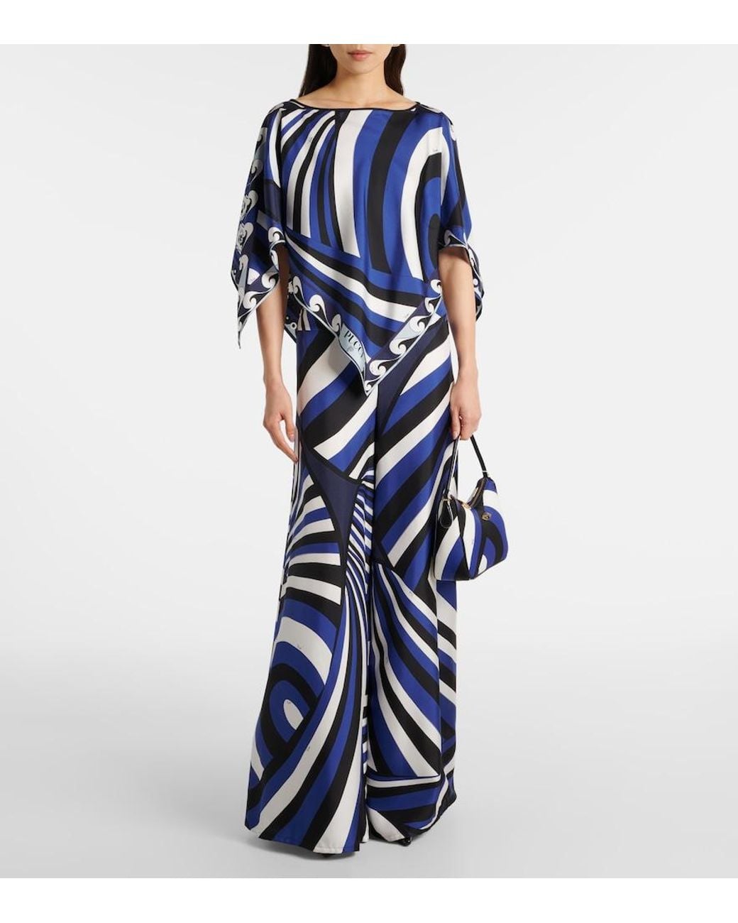 Emilio Pucci Blue Iride Silk Twill Palazzo Pants