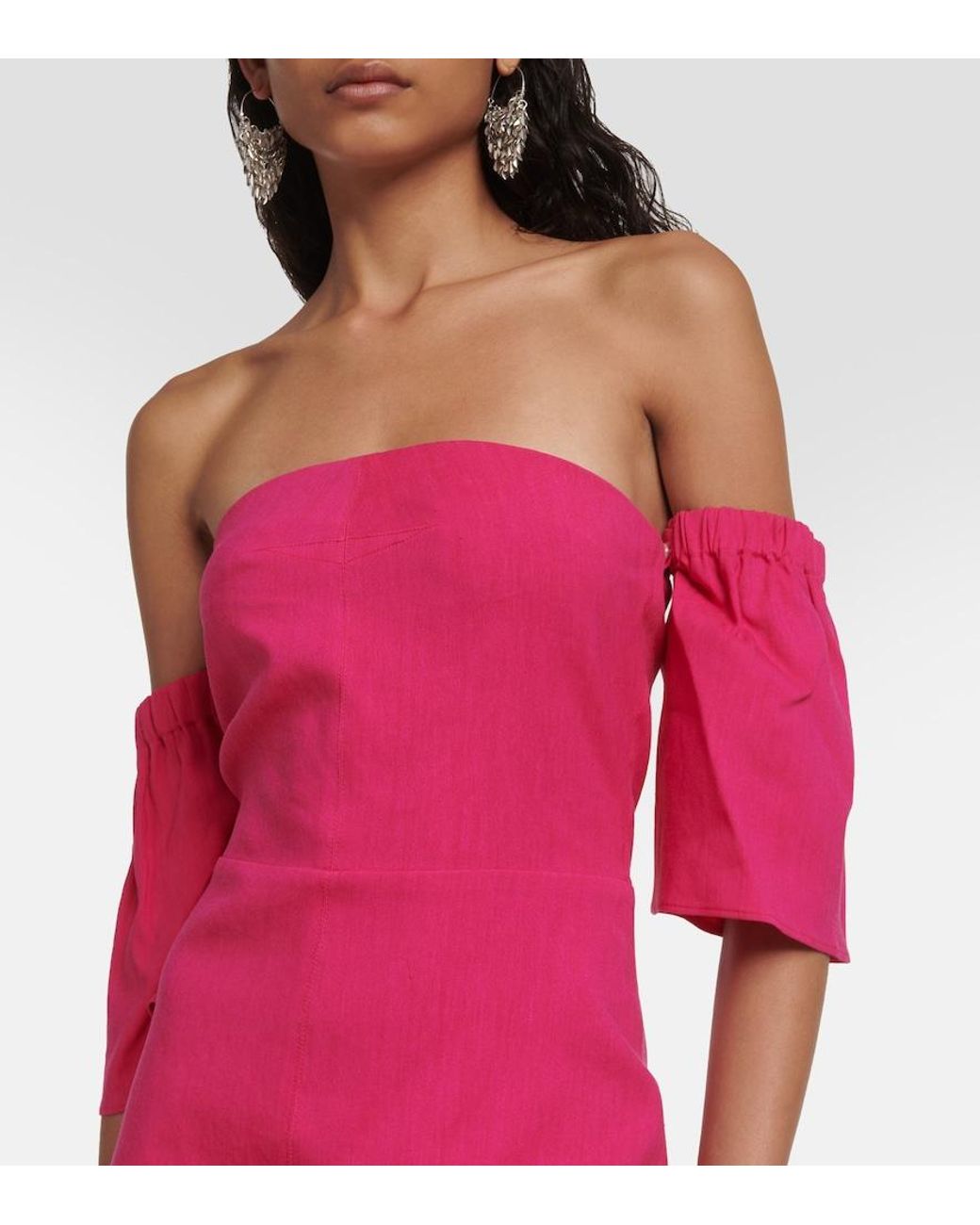 Isabel Marant Pink Stony Off-Shoulder Midi Dress