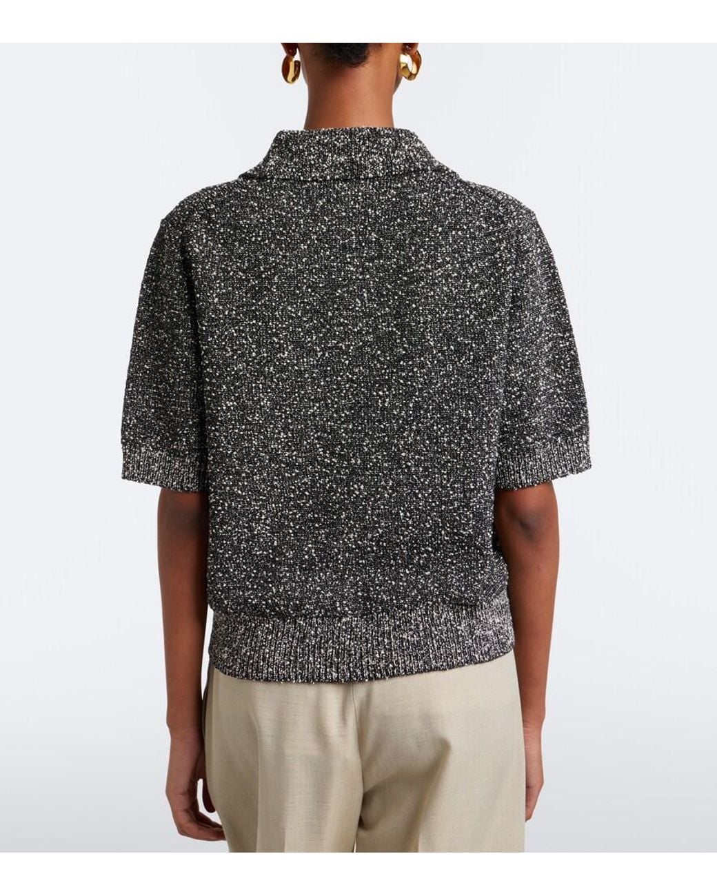 Rohe Black Cotton-Blend Boucle Polo Sweater