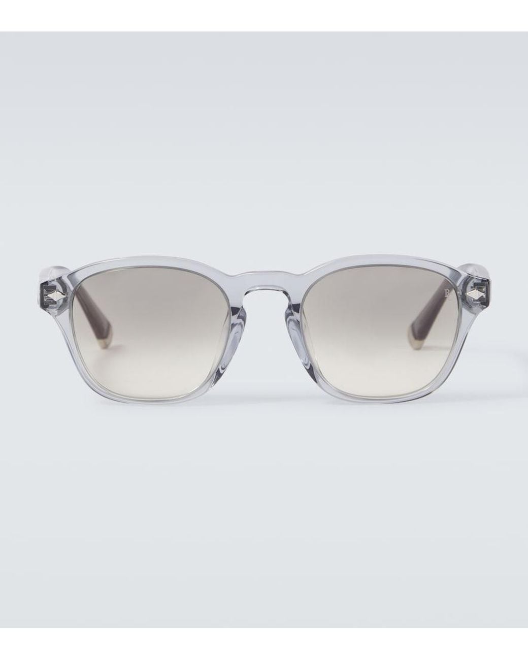 Brunello Cucinelli Gray Intarsia Rays Round Sunglasses for men