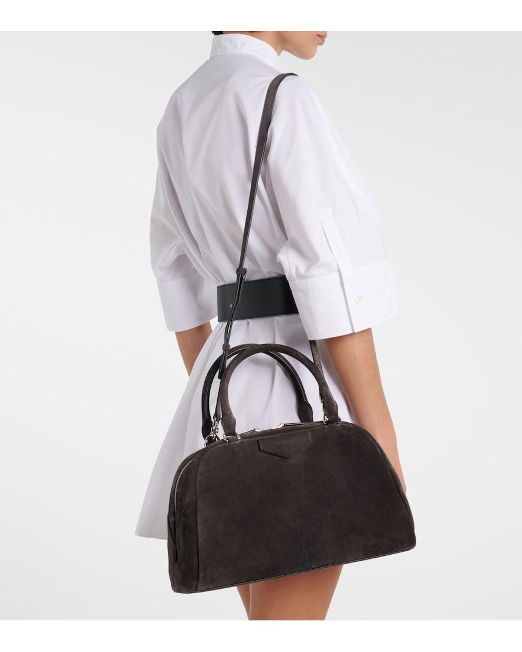 Givenchy Black Antigona East-West Medium Suede Tote Bag