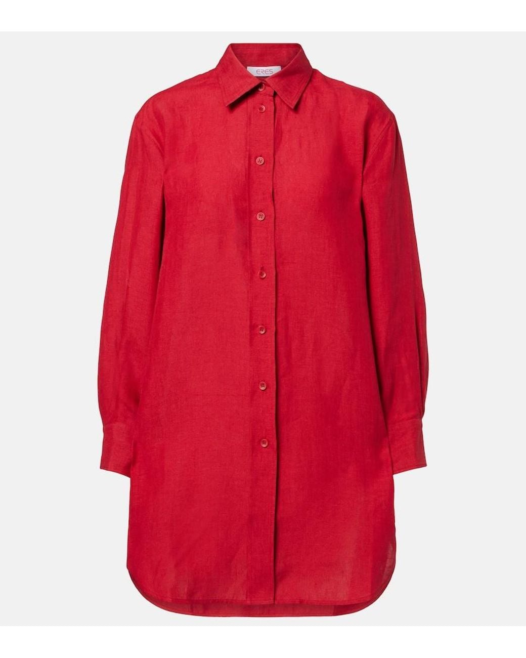 Eres Red Mignonette Oversized Linen Shirt