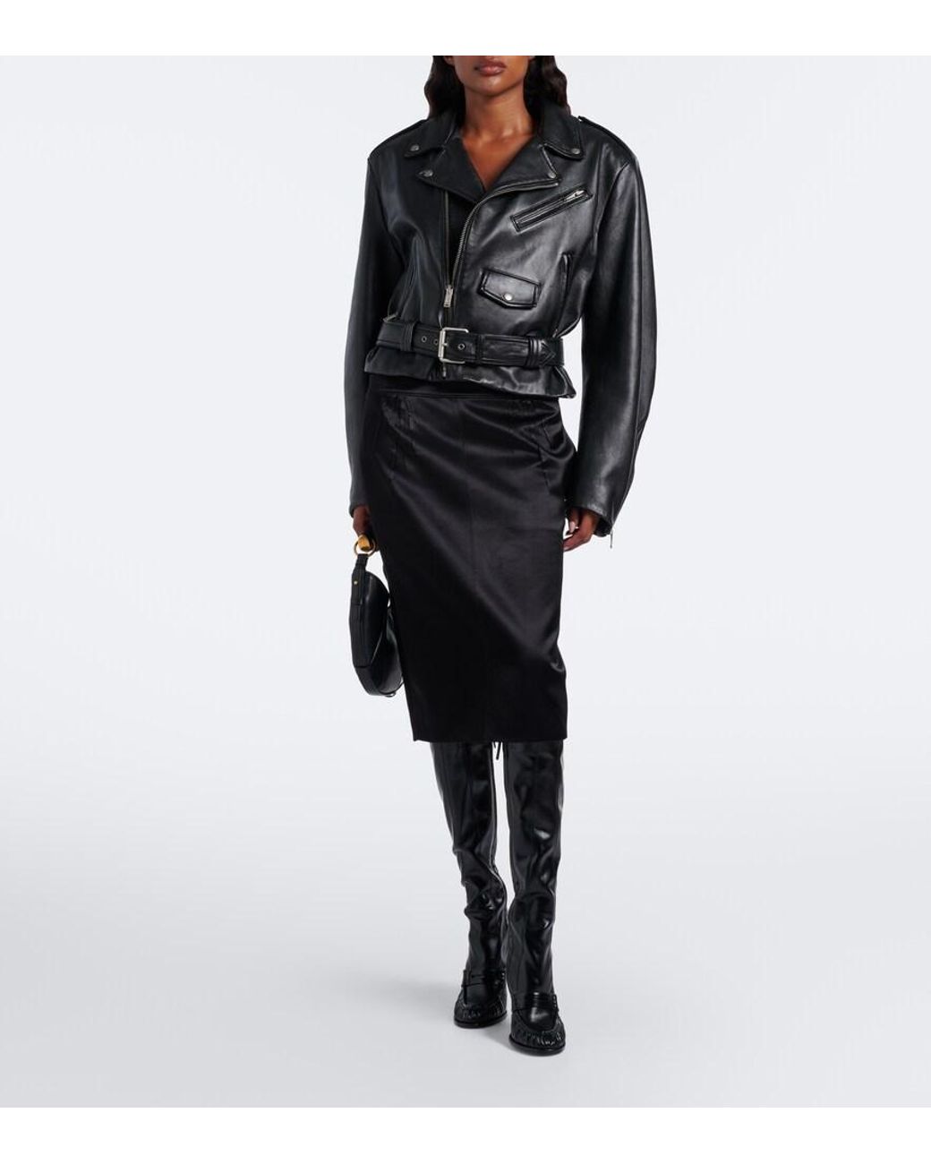 Saint Laurent Black Le Loafer Leather Knee-High Boots