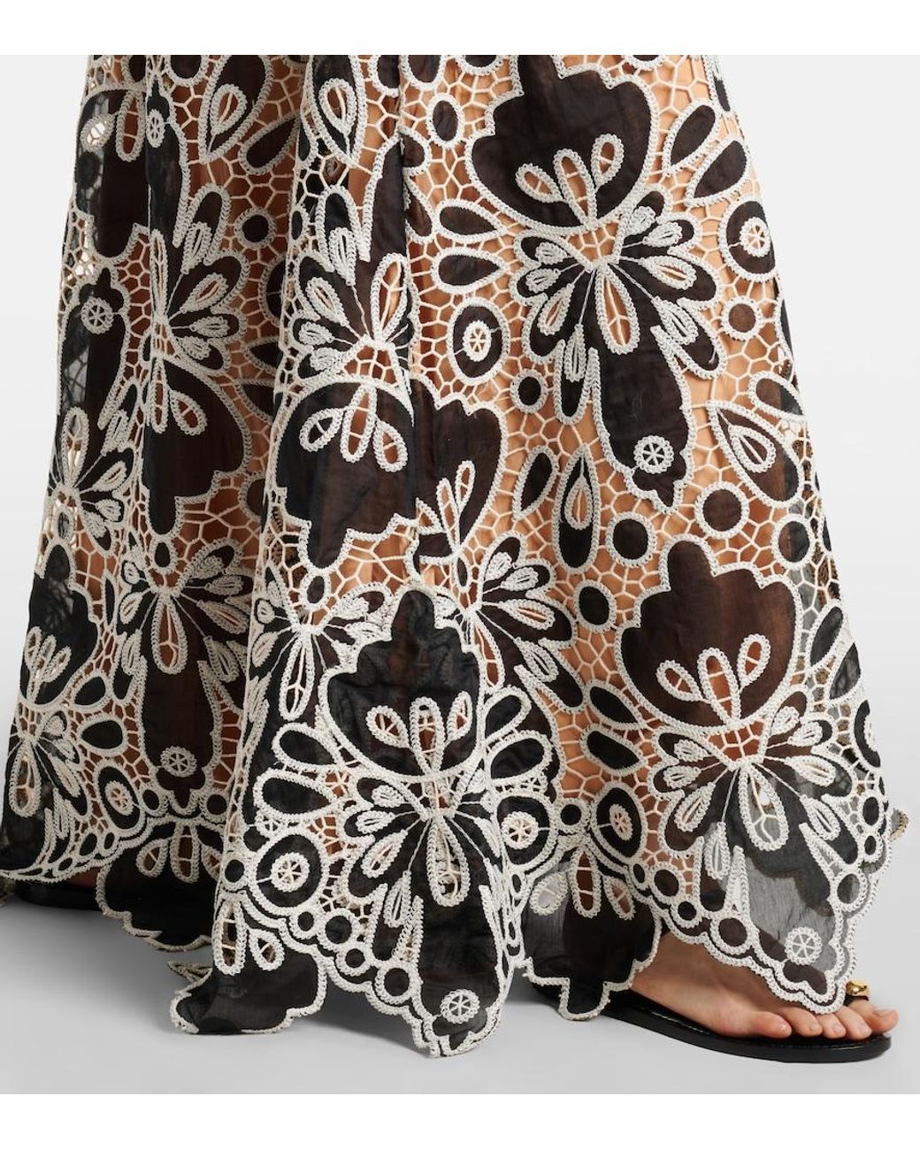 Johanna Ortiz White Lace Guipure Maxi Dress