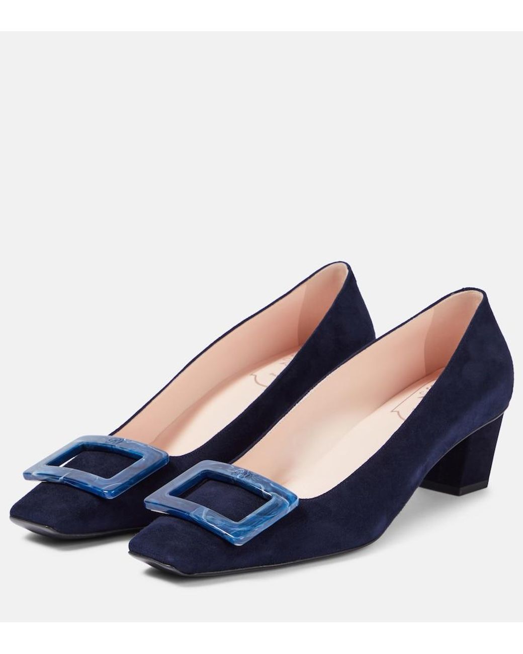 Roger Vivier Blue Belle Vivier 45 Suede Pumps