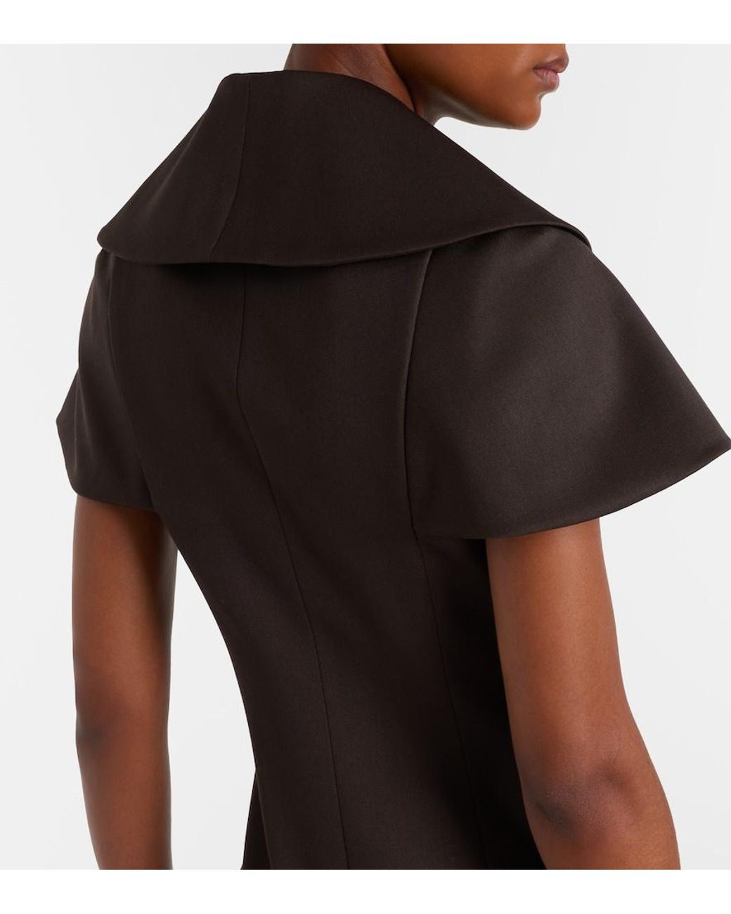 McQueen Black Draped Wool Minidress