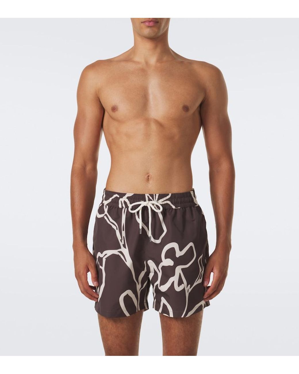 Frescobol Carioca Brown Rio Printed Swim Trunks for men