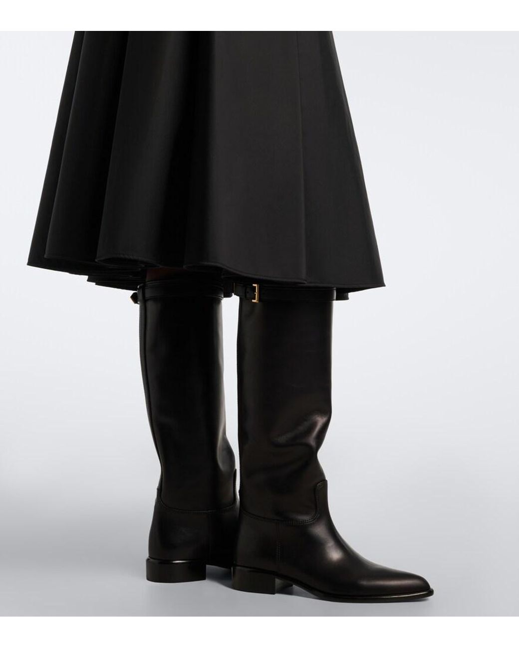 Prada Black Leather Knee-High Boots