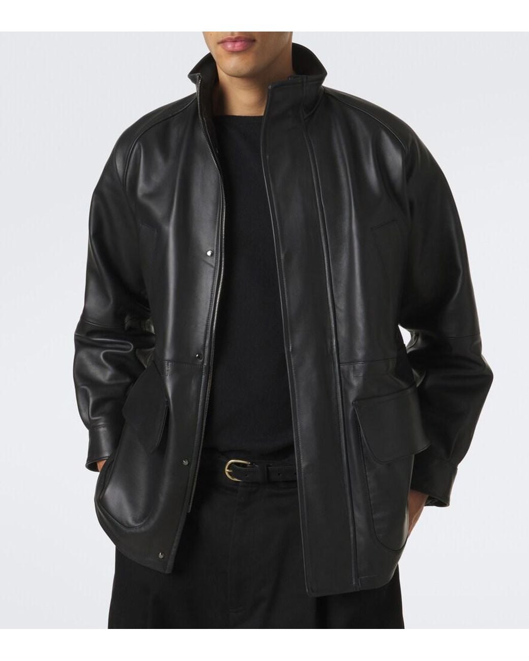 STÒFFA Black Leather Jacket for men
