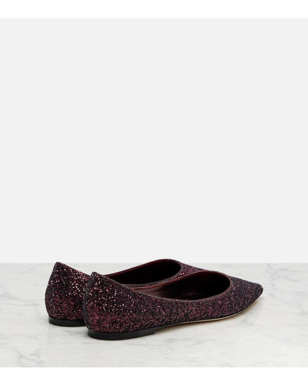 Jimmy Choo Purple Love Glitter Ballet Flats