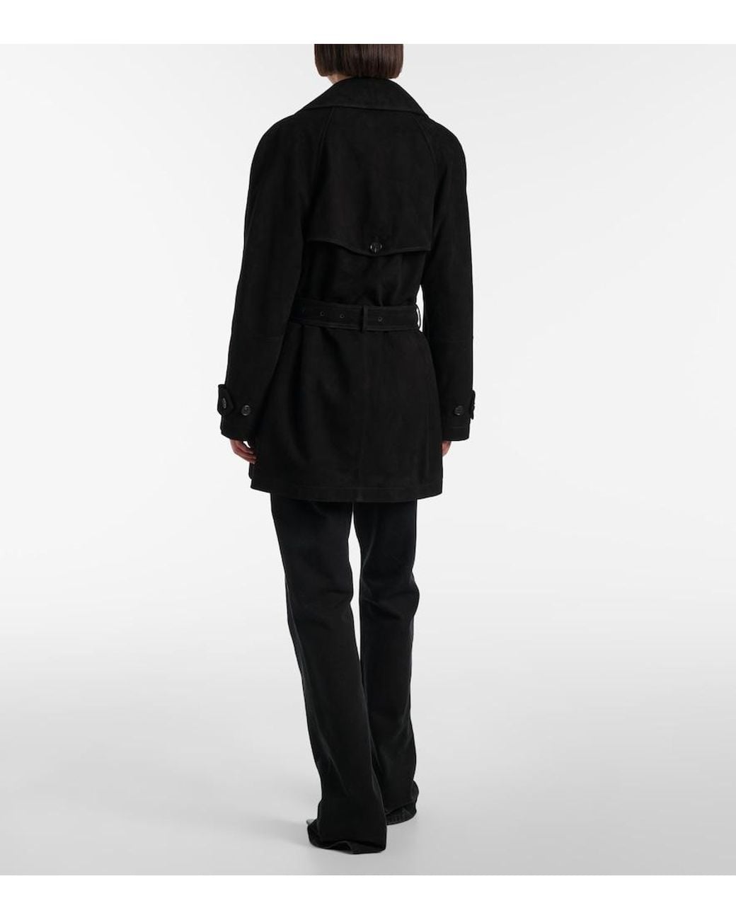 Balenciaga Black Suede Trench Coat