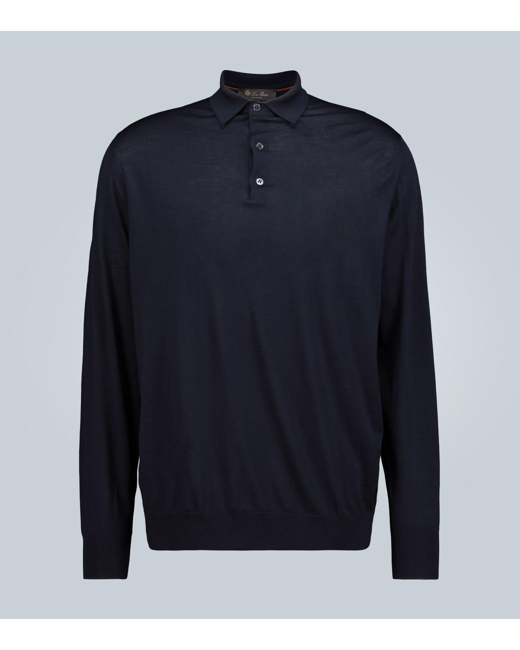 Loro Piana Wolle Langarm-Poloshirt Ml aus Wolle in Blau für Herren Herren Bekleidung T-Shirts Poloshirts 