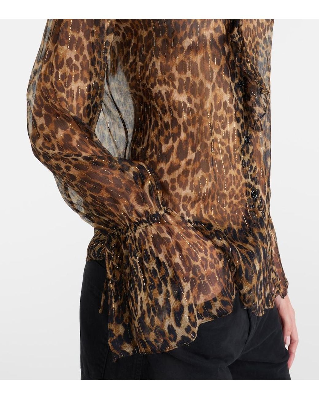 Nili Lotan Brown Cecily Leopard-Print Silk-Blend Blouse