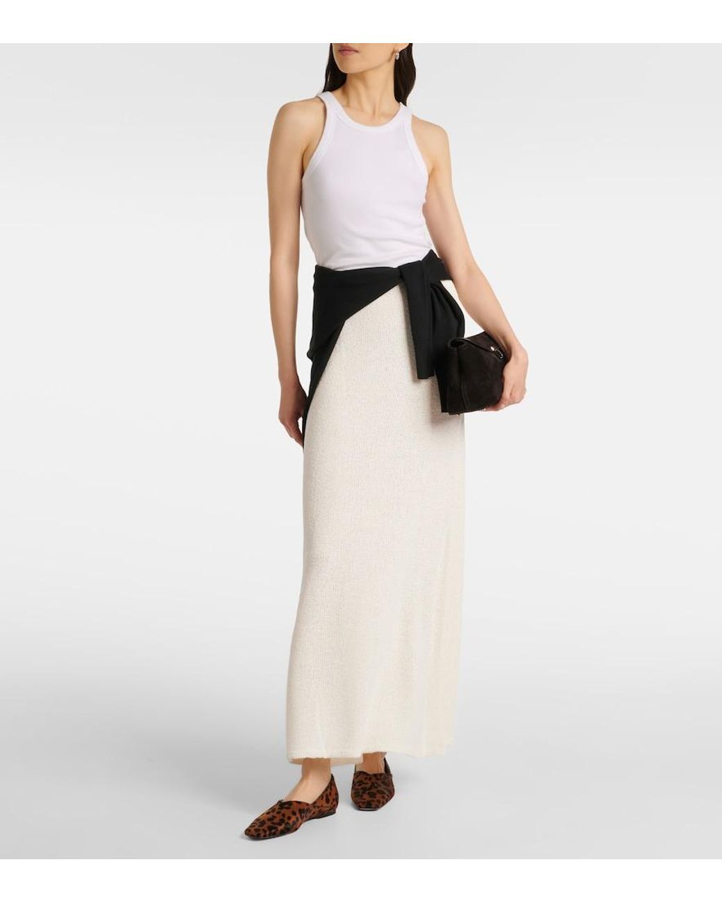 Totême White Knitted Maxi Skirt