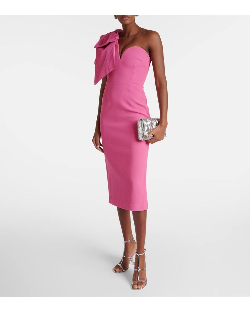 REBECCA VALLANCE ワンピース Anais off-shoulder crepe 926664 Anais off-shoulder crêpe midi dress in pink - Rebecca