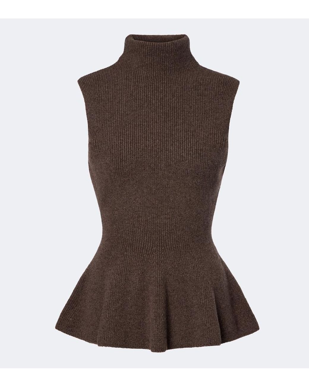 Rohe Brown Ribbed Wool And Cashmere Turtleneck Top