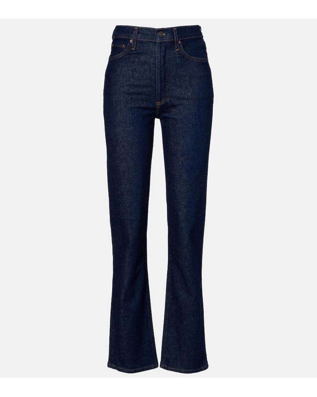 Agolde Blue 90's Pinch Waist High-Rise Straight Jeans