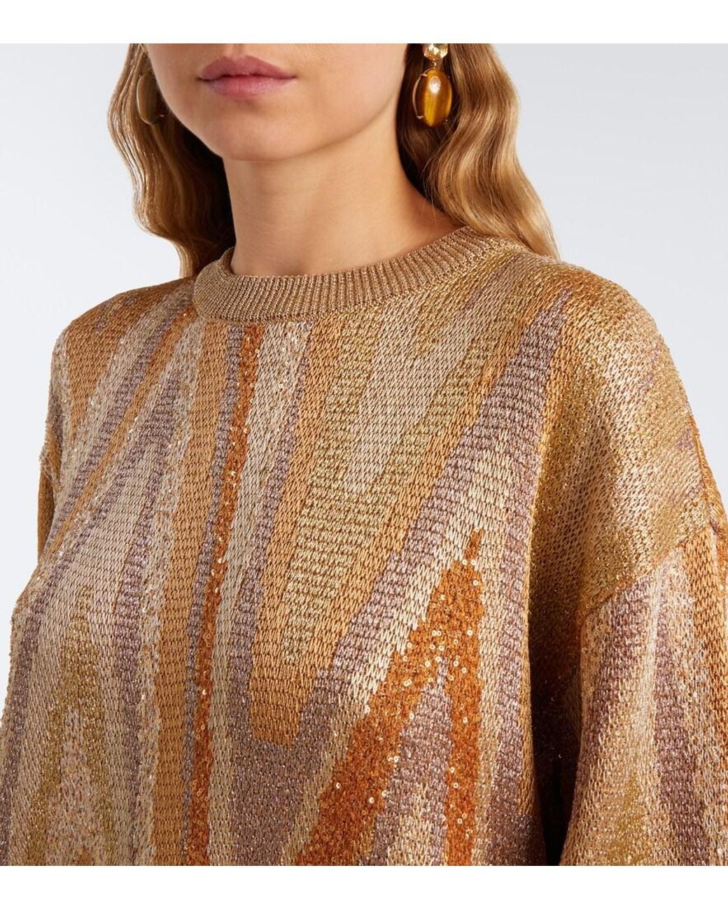 Pull Zigzag En Lame A Sequins Missoni en coloris Natural