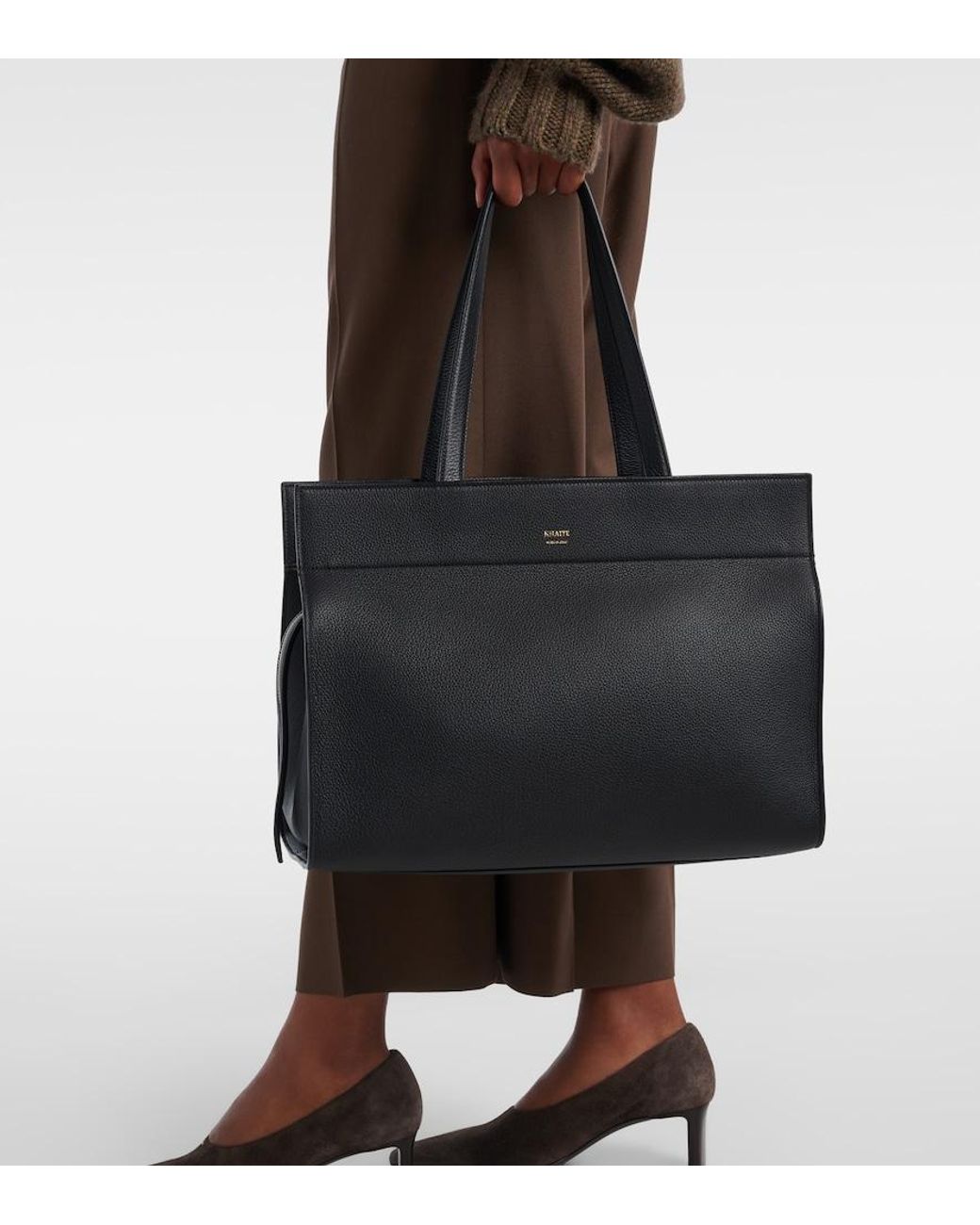 Khaite Black Crosby Leather Tote Bag