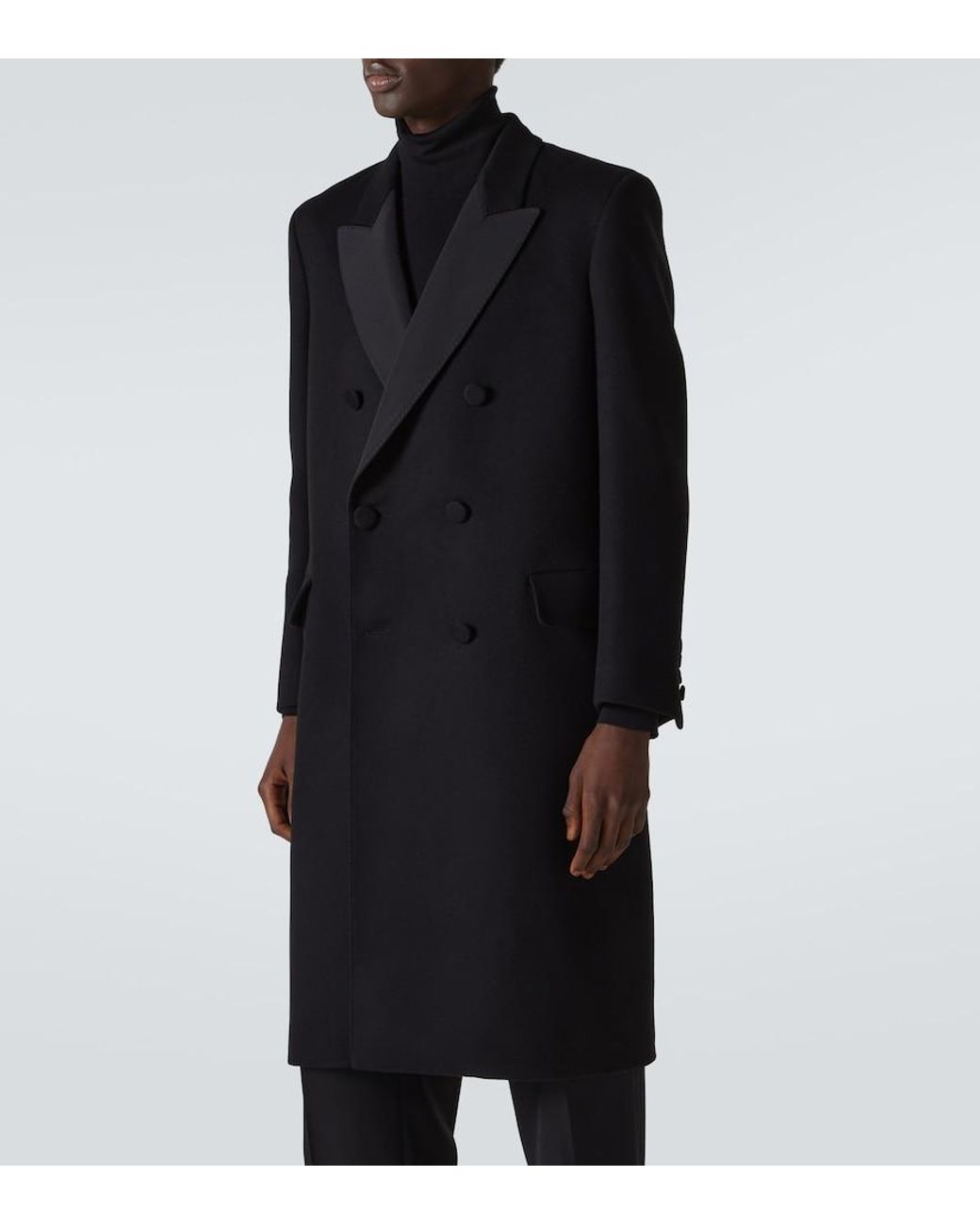 Loro Piana Black Renato Double-Breasted Cashmere Coat for men