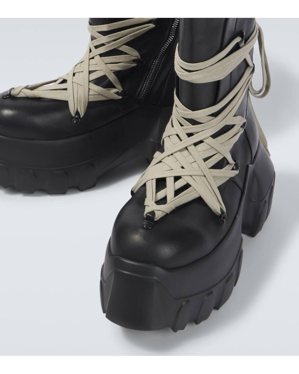 Rick Owens Megalace Mega Tractor Lace-Up Boots in Black for Men | Lyst