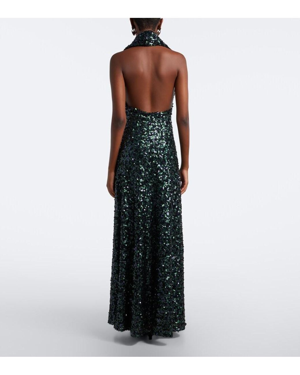 Christopher Esber Black Sequined Halterneck Gown