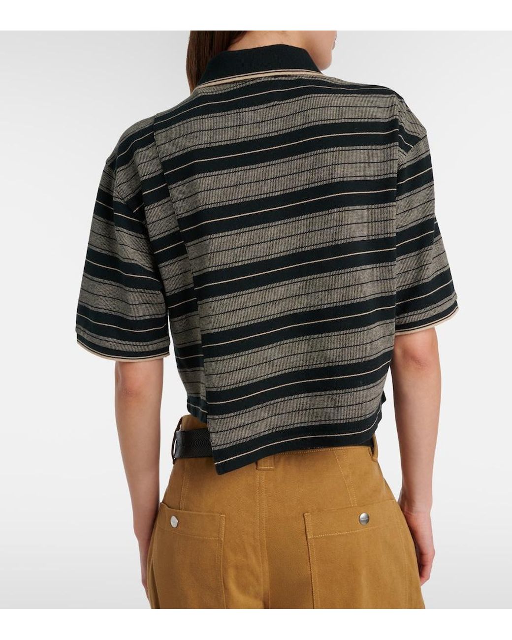 Isabel Marant Black Isalyne Striped Cotton Polo Shirt