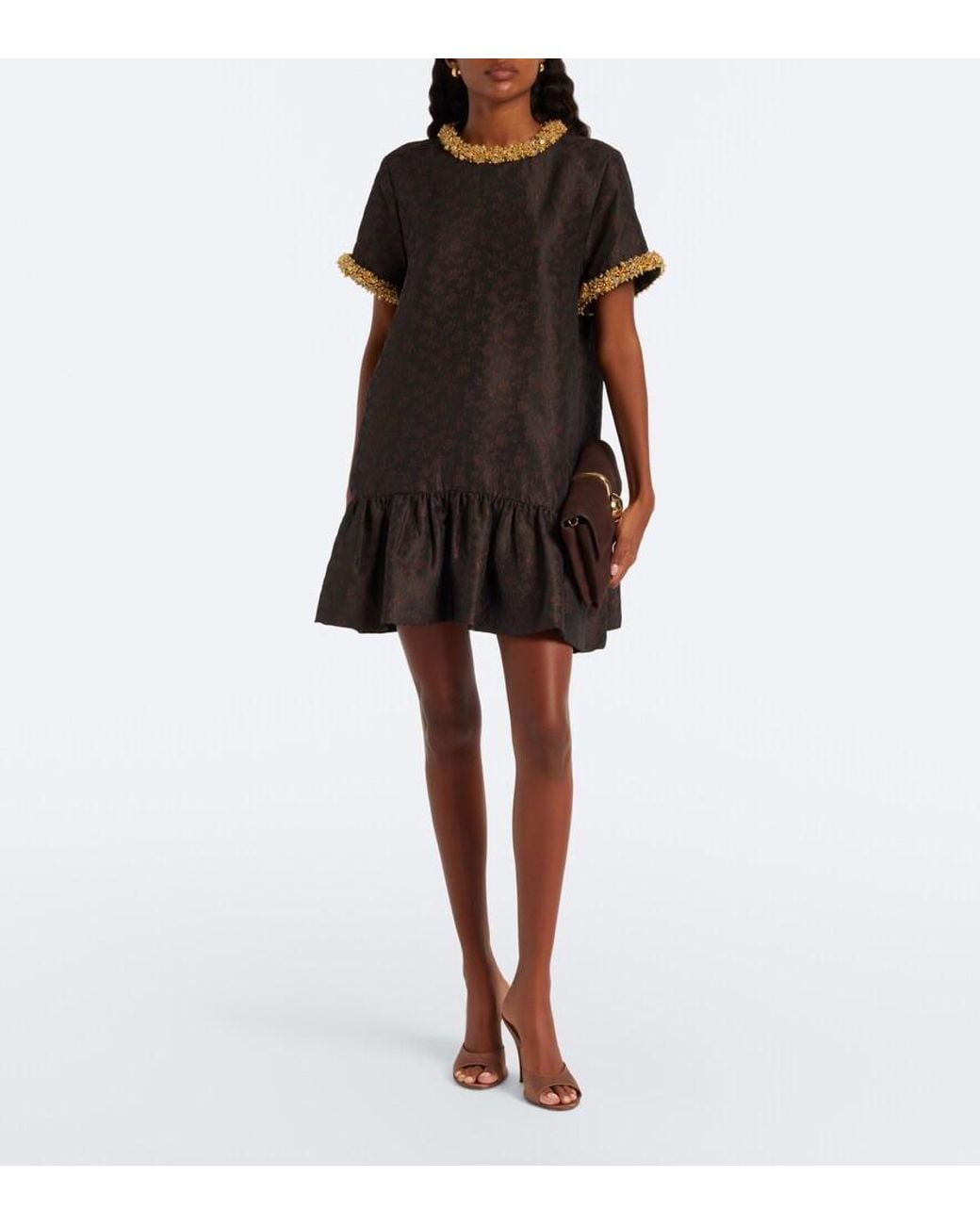 Jonathan Simkhai Black Alison Embellished Jacquard Minidress