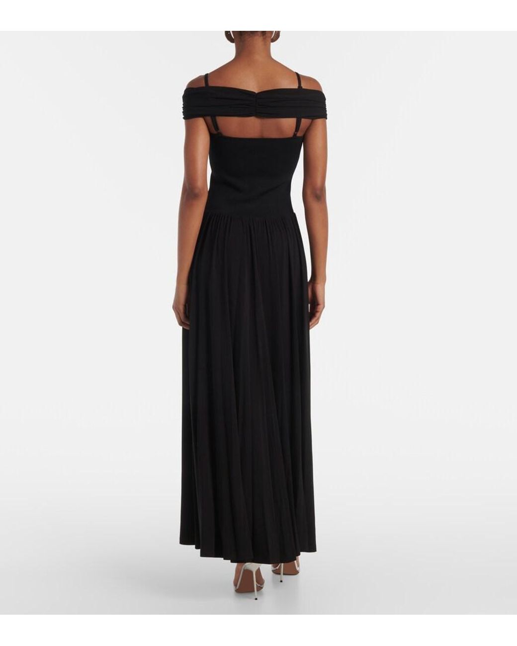 Jonathan Simkhai Amarantha Off-Shoulder Draped Jersey Maxi Dress in Black |  Lyst