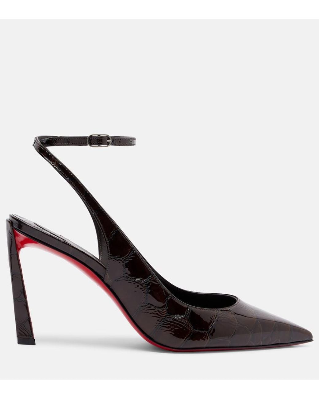 Christian Louboutin Black Condora 85 Croc-Effect Slingback Pumps