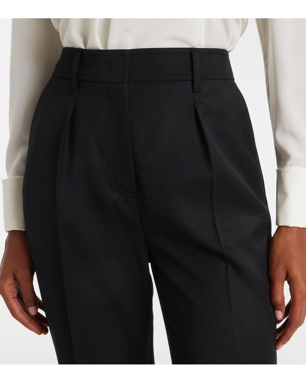 Max Mara Blue Cannes Virgin Wool Straight Pants