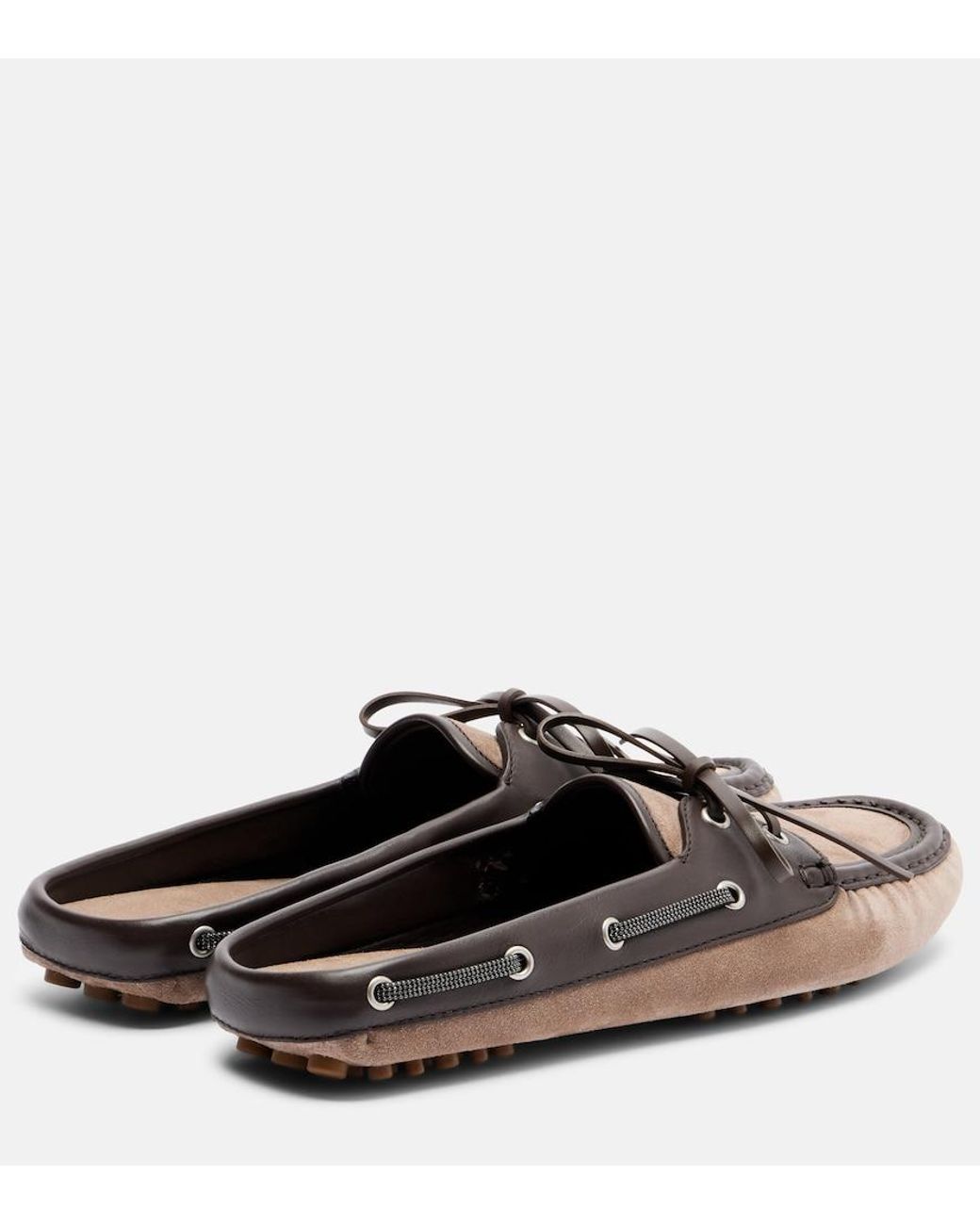 Brunello Cucinelli Brown Monili Suede Mules