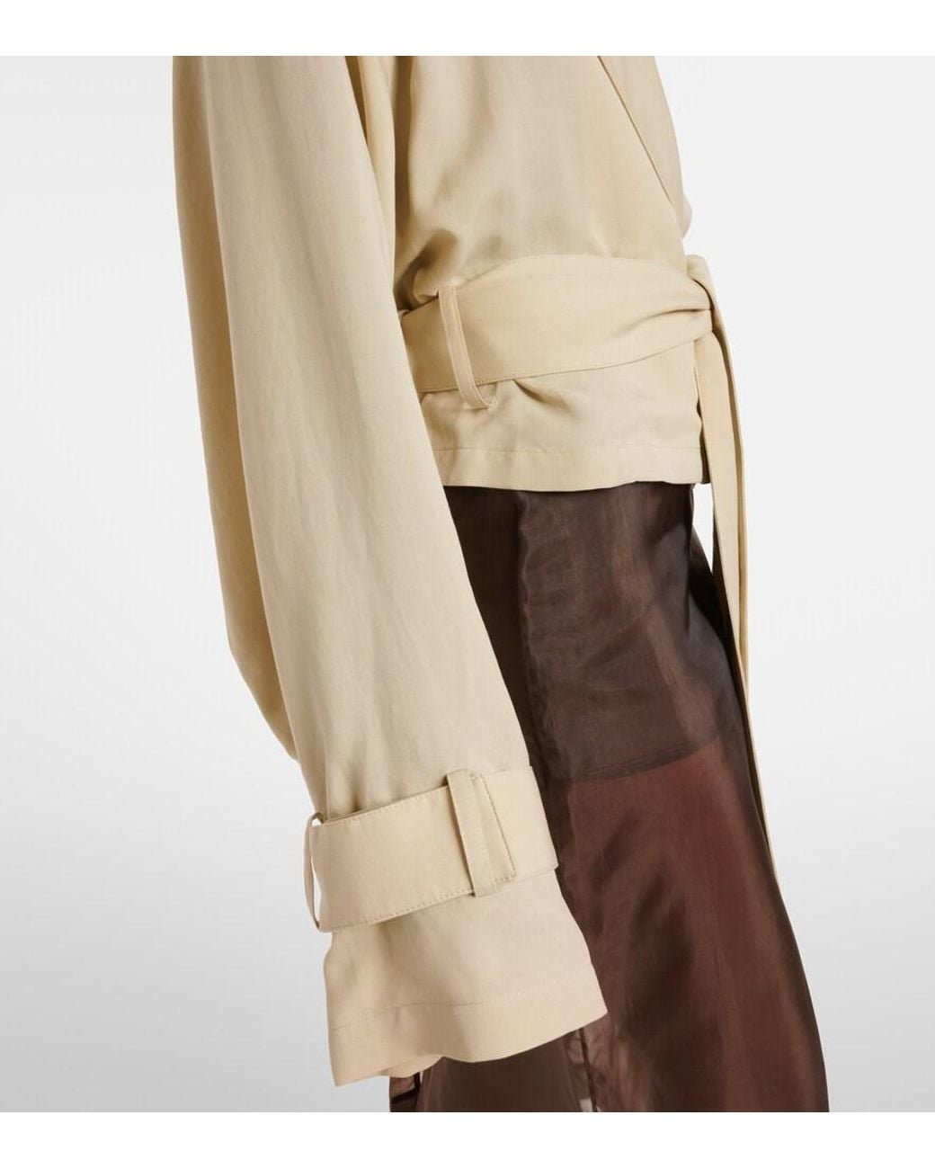 Frankie Shop Natural Simona Cropped Trench Coat